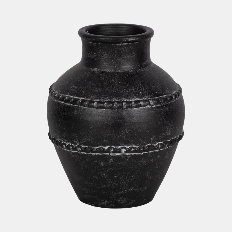 12" Traditional Terracotta Vase, Black