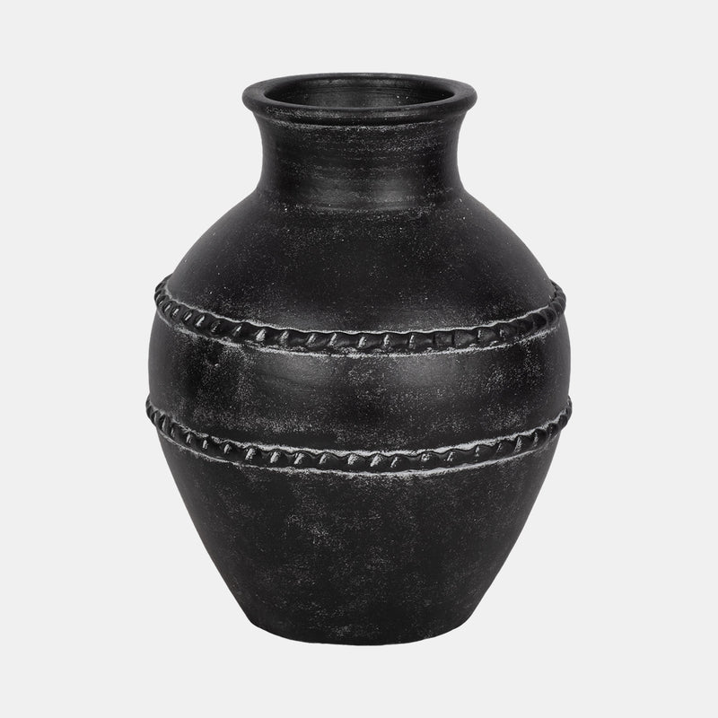 14" Traditional Terracotta Vase, Black