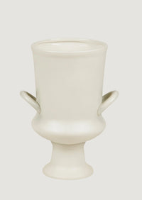 Chalk White Matte Ceramic Urn Vase - 12"