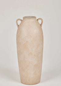 Tall Terra Cotta Floor Vase with Handles