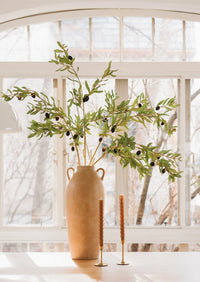 Tall Terra Cotta Floor Vase with Handles