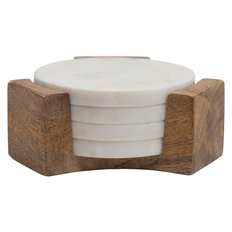 Marble Coasters w/ Holder, Set of 5