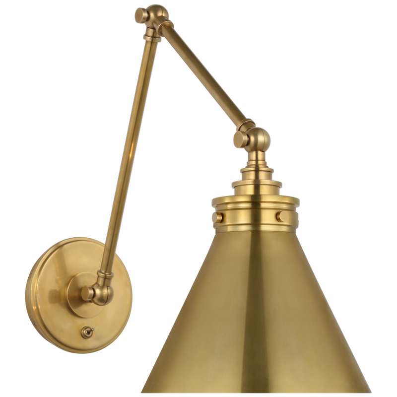 Parkington Double Library Wall Light in Antique-Burnished Brass with Clear Glass