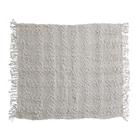 60x50 Woven Cotten Knit Throw w/ Fringe, Natural