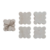 Travertine Coasters w/ Scalloped Edges, Set of 4