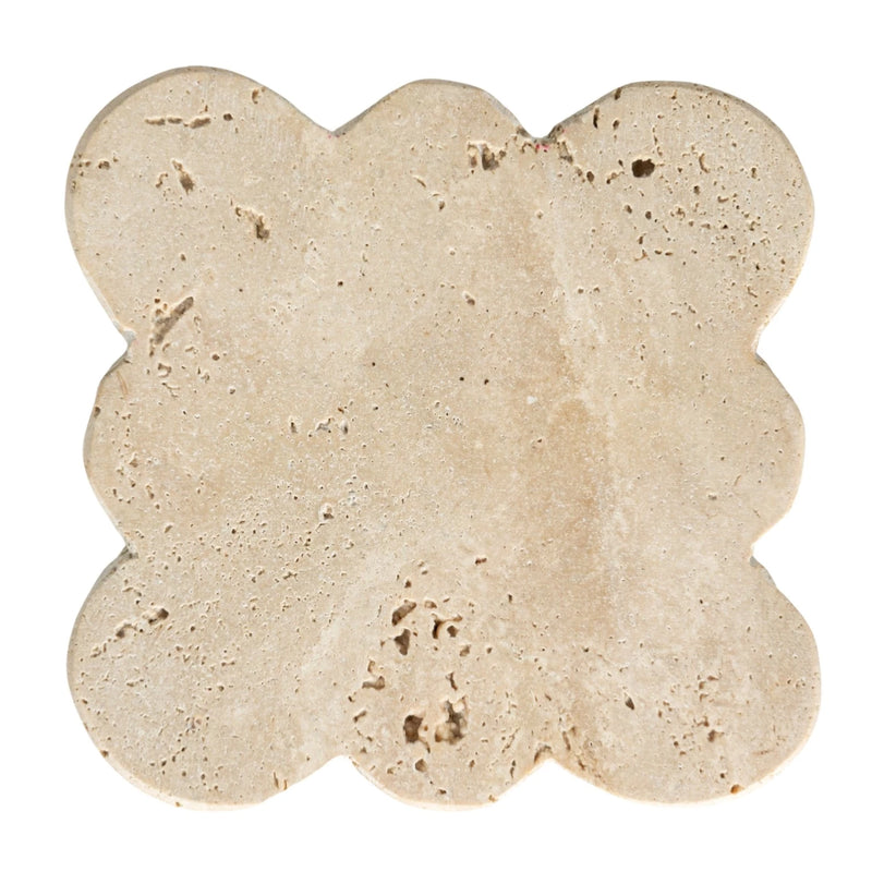 Travertine Coasters w/ Scalloped Edges, Set of 4