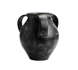 Black Textured Vase w/ Handles - Medium